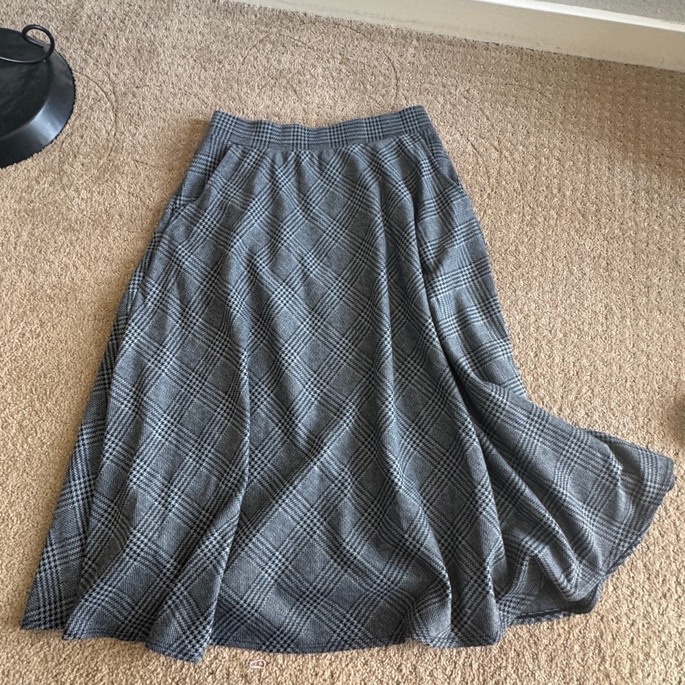HALARA Gray Maxi A-Line Pleated Skirt